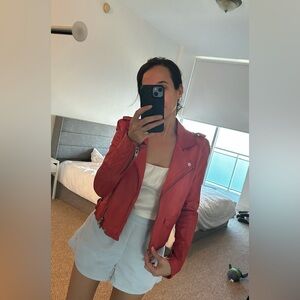 Women's Red Leather Jacket
